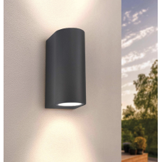 Metāla Korpusa Mājas Fasādes Apgaismojuma Ietvars 2xGU10 Spuldzei IP65 (Melns)